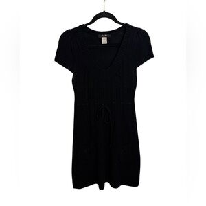 JFW Just For Wraps Black Cap Sleeve Y2K Sweater Dress